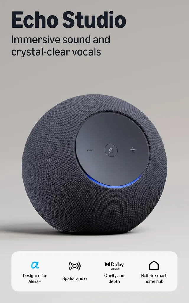 Discover Echo Studio with Immersive Sound and Dolby Atmos on Amazon